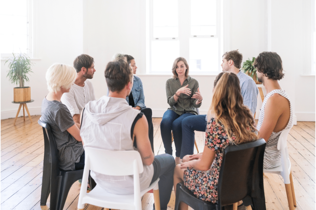 Staying acting active by being surrounded by people in recovery in a support group.